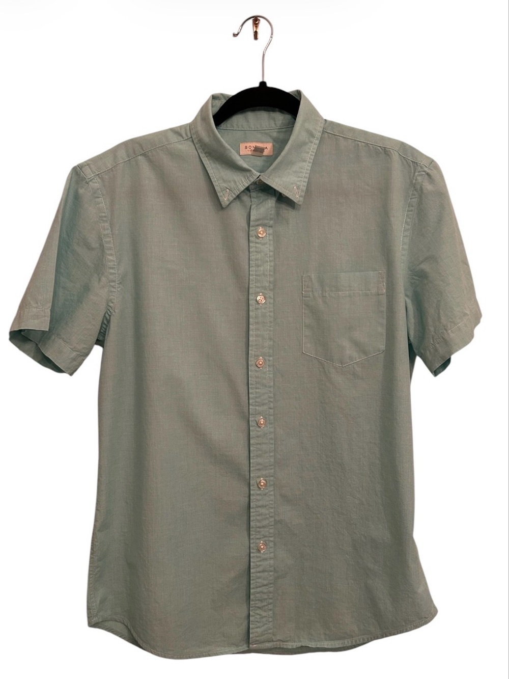 Short-Sleeve Button-Down Shirt - Sage Green